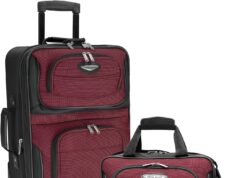 Travel Select Amsterdam Expandable Rolling Upright Luggage, Burgundy, 2-Piece Set