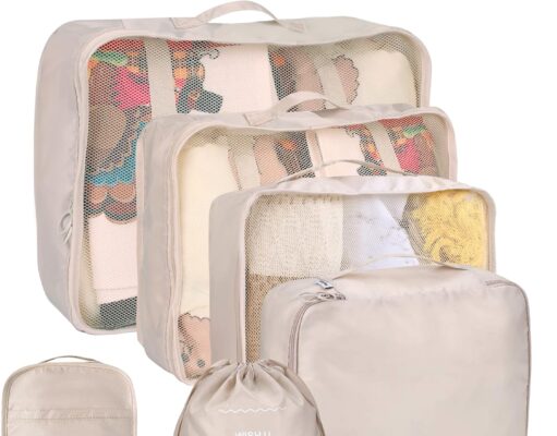 8 Set Packing Cubes for Suitcases, kingdalux Travel Luggage Packing Organizers with Laundry Bag, Compression Storage Shoe Bag, Clothing Underwear Bag, for Man & Women