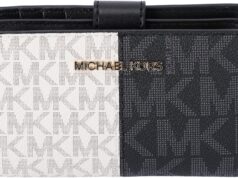 Michael Kors Jet Set Travel Medium Bifold Zip Coin ID Card Wallet Black Multi