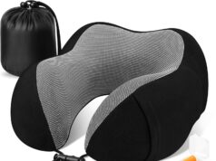 CloudBliss Travel Pillow Premium Memory Foam, Comfortable & Supportive Neck Pillow, Sleeping Neck Pillows for Travel, Airplane Pillow for Sleeping Airplane, Car, Office and Home(Black)