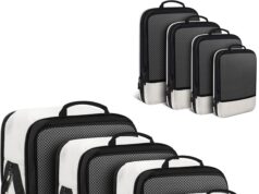 Compression Packing Cubes for Suitcases, 4 Pcs Set Packaging Bags Space Saving Travel Essentials, Compressible Expandable Luggage Organizer Bags Set for Carry On