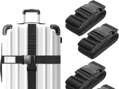 Luggage Straps for Suitcases TSA Approved, 4 Pack Adjustable Suitcase Straps for Luggage with Name Card Luggage Belt Strap Travel Belt for Luggage – Black