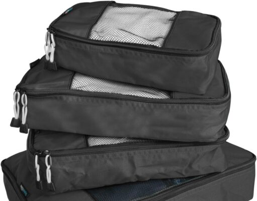 TravelWise Packing Cube System – Durable 5 Piece Weekender Plus Set (Black)