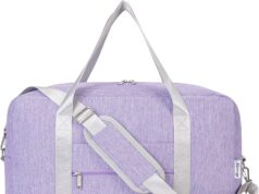 For Spirit Airlines Personal Item Bag 18x14x8 Foldable Travel Duffel Bag Underseat Carry on Luggage for Women 25L (Purple)