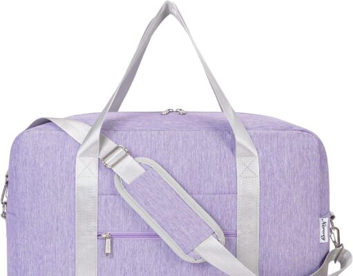 For Spirit Airlines Personal Item Bag 18x14x8 Foldable Travel Duffel Bag Underseat Carry on Luggage for Women 25L (Purple)