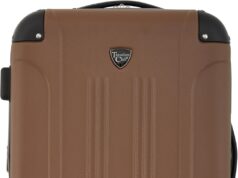 Travelers Club Chicago Hardside Expandable Spinner Luggage, Rum Caramel, 20″ Carry-On