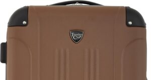 Travelers Club Chicago Hardside Expandable Spinner Luggage, Rum Caramel, 20″ Carry-On