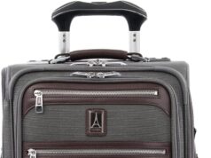Travelpro Platinum Elite Softside Expandable Carry on Luggage, 8 Wheel Spinner Suitcase, USB Port, Suiter, Men and Women, Vintage Grey, Carry On 21-Inch