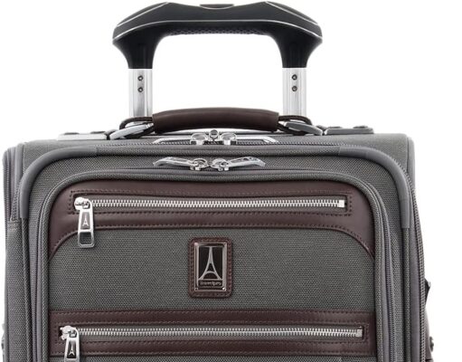 Travelpro Platinum Elite Softside Expandable Carry on Luggage, 8 Wheel Spinner Suitcase, USB Port, Suiter, Men and Women, Vintage Grey, Carry On 21-Inch