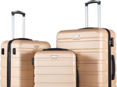 Coolife Luggage 3 Piece Set Suitcase Spinner Hardshell Lightweight TSA Lock (champagne new, 3 piece set(20in24in28in))
