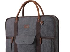 Carry On Garment Bag for Business Travel S-ZONE Canvas Leather Men Suit Cover