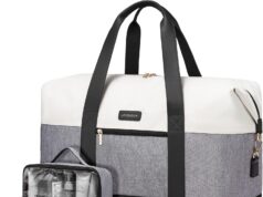 LOVEVOOK Weekender Bag, Large Travel Duffel Bag for Women with 2 Packing Cubes, Carry on Overnight Bag with Shoe Compartment, Mom Hospital Bags for Labor and Delivery