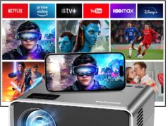 FUDONI Projector with WiFi and Bluetooth, Upgraded 5G Portable Projectors 4K Supported Native 1080P 12000L, Outdoor LED Movie Projector for Home Theater, Compatible w/iOS Android Phone/TV Stick/Laptop