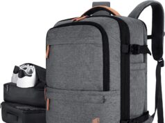 BAGSMART Compression Travel Backpack, 40L Expandable Airline Approved Carry On Backpack with Packing Cubes, Water Resistant Weekender Backpack Fits 17 Inch laptop, Luggage Daypack with Shoe Bag, Grey