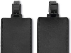 Samsonite 2-Pack Leather Luggage ID Tag, Black Logo, One Size