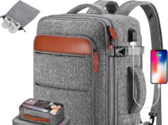 Bagsure Travel Backpack, 42L Carry on Luggage, Flight Approved Expandable Backpack, Laptop Backpack, Hidden Shoulder Straps Weekender Bags for Women Men, Suitcase with Packing Cubes and Shoe Pocket