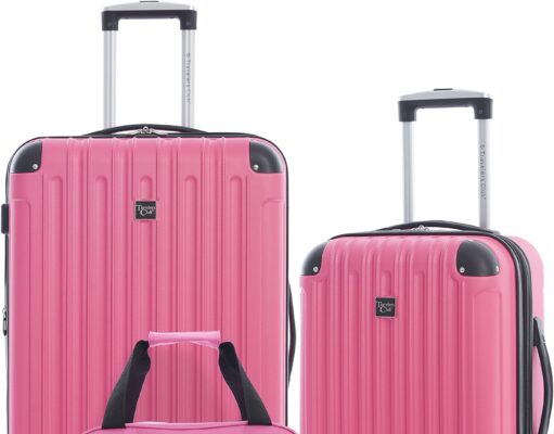 Travelers Club Midtown Hardside Luggage Travel, Bubble Gum, 4-Piece Set