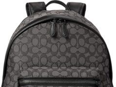 COACH Charter Backpack in Signature Jacquard, Charcoal/Black
