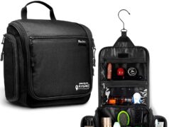 Travel Toiletry Bag for Men and Women – Large Hanging Toiletry Organizer – Waterproof Hygiene Bag with Metal XXL Swivel Hook, with YKK Zippers and 19 Compartments for Toiletries, Makeup, Cosmetics