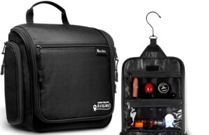 Travel Toiletry Bag for Men and Women – Large Hanging Toiletry Organizer – Waterproof Hygiene Bag with Metal XXL Swivel Hook, with YKK Zippers and 19 Compartments for Toiletries, Makeup, Cosmetics