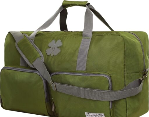 Lucky Travel Duffel Bags 65L, Gym Bag, Travel Bag & Large Duffle Bag for Men, Foldable Overnight Weekender Bags for Women & Men with Adjustable Shoulder Strap, Loden Green