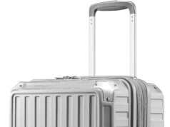 LUGGEX Carry On Luggage 22x14x9 Airline Approved – PC Expandable Hard Shell Suitcases with Spinner Wheels (Silver, 20 Inch)