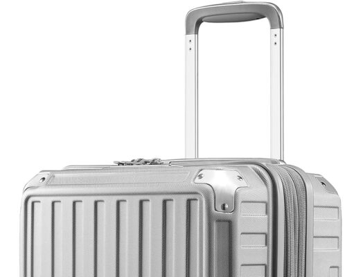 LUGGEX Carry On Luggage 22x14x9 Airline Approved – PC Expandable Hard Shell Suitcases with Spinner Wheels (Silver, 20 Inch)