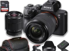 Sony a7 III Mirrorless Camera with 28-70mm Zoom Lens + 64GB Memory + Case+ Steady Grip Pod + Filters + 2X Batteries + Accessory Bundle (Renewed)