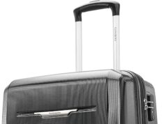 Samsonite Winfield 3 DLX Hardside Expandable Luggage with Spinners, Checked-Medium 25-Inch, Black
