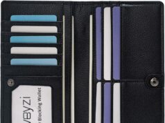 Bveyzi Ultra Slim Thin Leather RFID Blocking Credit Card Holder Bifold Clutch Wallets for Women