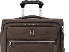 Travelpro Platinum Elite Softside Expandable Checked Luggage, 8 Wheel Spinner Suitcase, TSA Lock, Men and Women, Rich Espresso Brown, Checked Medium 25-Inch