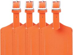 Travelambo 4 Pack Leather Luggage Tags for Suitcases Travel Tags