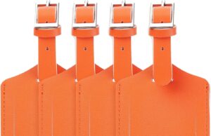Travelambo 4 Pack Leather Luggage Tags for Suitcases Travel Tags