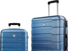 HOUAGI Luggage Sets 2 Piece,20 inch 24 inch Carry on Luggage Airline Approved,ABS Hardside Lightweight Suitcase with 4 Spinner Wheels,2-Piece Set(20/24),Dark Blue