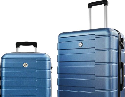 HOUAGI Luggage Sets 2 Piece,20 inch 24 inch Carry on Luggage Airline Approved,ABS Hardside Lightweight Suitcase with 4 Spinner Wheels,2-Piece Set(20/24),Dark Blue