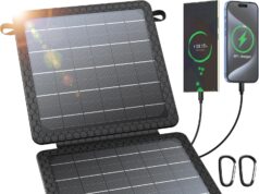 BLAVOR 10W Portable Solar Charger(5V/2A Max), Small Foldable Solar Panel with USB-C USB-A Outputs Compatible with Cell Phone Tablet, IPX4 Waterproof for Camping, Hiking, Backpacking