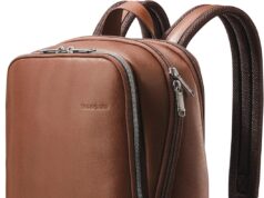 Samsonite Classic Leather Slim Backpack, Cognac, One Size