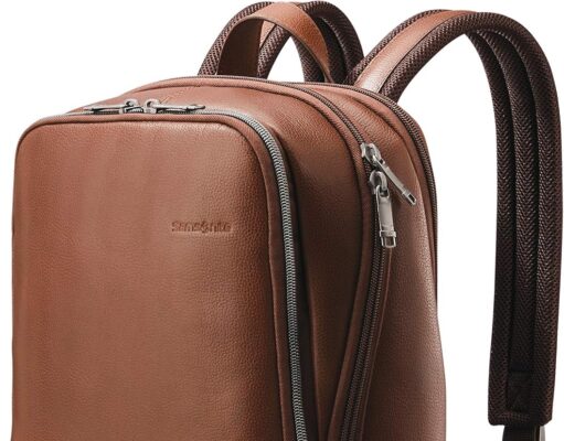 Samsonite Classic Leather Slim Backpack, Cognac, One Size