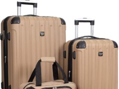 Travelers Club Midtown Hardside Luggage Travel, Tan, 4-Piece Set