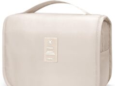 Large Capacity Toiletry Bag Travel Bag with Hanging Hook for Men and Women Waterproof Travel Cosmetic Bag Bathroom Storage Bag for Brushes Set, Full-Sized Shampoo,Accessories(Beige)