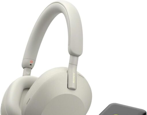 Sony WH-1000XM5 The Best Wireless Noise Canceling Headphones with Auto Noise Canceling Optimizer, Crystal Clear Hands-Free Calling, and Alexa Voice Control, Silver, with Portable Wireless Charger