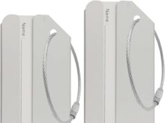 Aluminum Luggage Tags, Luggage Tag Holders for Travel Luggage Baggage Identifier by Ovener (2Pack Silver)