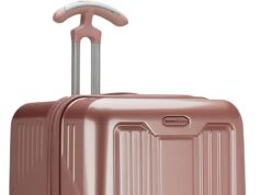 Traveler’s Choice Ultimax II 26″ Medium Trunk Spinner Luggage, Tie Down Straps, Pink Rose, Checked Inch