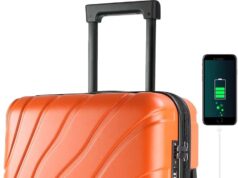 VANKEAN Carry On Luggage with Spinner Wheels & TSA Lock, Expandable Fashionable Hard Shell Suitcase airline approved,20 Inch Carry-On,Orange