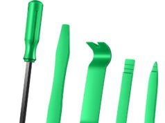 LivTee 5 pcs Auto Trim Removal Tool Kit, No Scratch Plastic Pry Tool Kit – Interior Door Panel Clip Fastener Removal Set for Vehicle Dash Radio Audio Installer (Green)