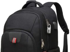 Della Gao Travel Laptop Backpack, Large Anti Theft Backpack for Men and Women with USB Charging Port, Water Resistant Big Business Computer Backpack Bag Fit 17 Inch Laptop, Black