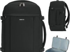 ECOHUB Travel Backpack for Men Women, Carry on Backpack with USB Charging Hole, Spirit Airlines Personal Item Bag Flight Approved, 15.6 Inch Laptop Backpack with Anti Theft Pockets, 30L, Black