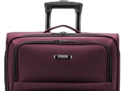 U.S. Traveler Anzio Softside Expandable Spinner Luggage, Burgundy, Checked-Large 30-Inch