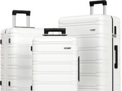 BEOW Luggage Sets 3 Piece Hardside Expandable Suitcase Set with Spinner Wheels Durable Lightweight Luggage with TSA Lock (Beige, 20in/24in/28in)