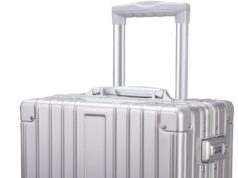 TRAVELKING All Aluminum Carry On Luggage Zipperless Hard Shell Luggage Case with TSA Lock Spinner Alloy Metal Suitcase (Silver, 20″)